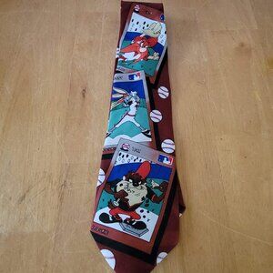Men's Looney Tunes Baseball Toons Taz Bugs Bunny Yosemite Sam Novelty Necktie